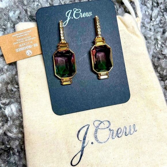 NWT J.Crew Multi-Pink Ombré Stone Drop Earrings - Picture 1 of 7